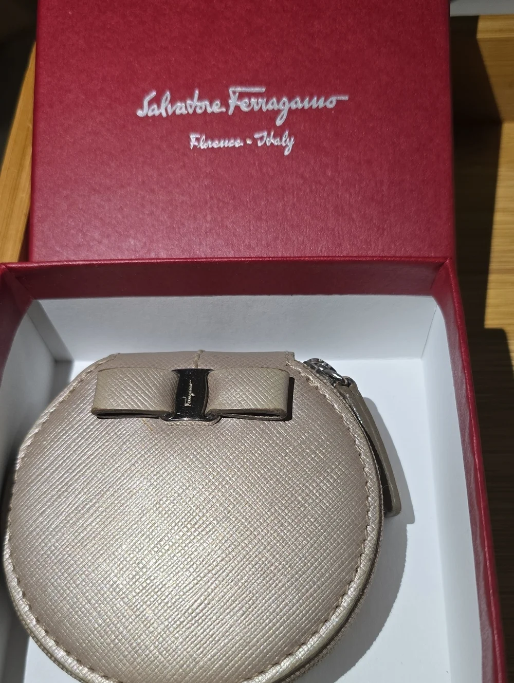 Salvatore Ferragamo Zip Around Coin Pouch W Box